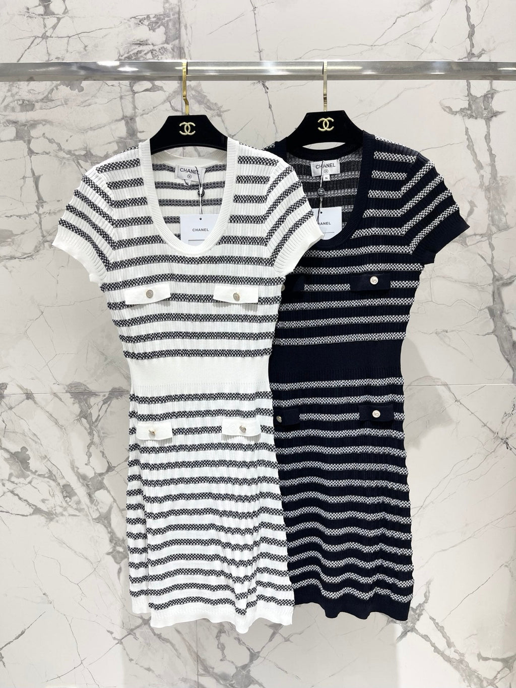 Striped, fitted, waist-cinching short pencil skirt