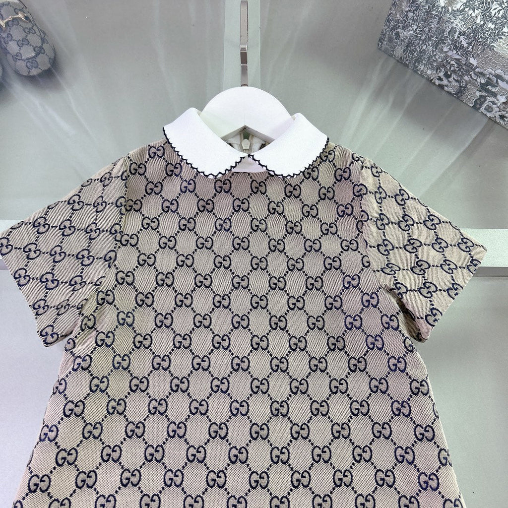 Lace-trimmed collar dress