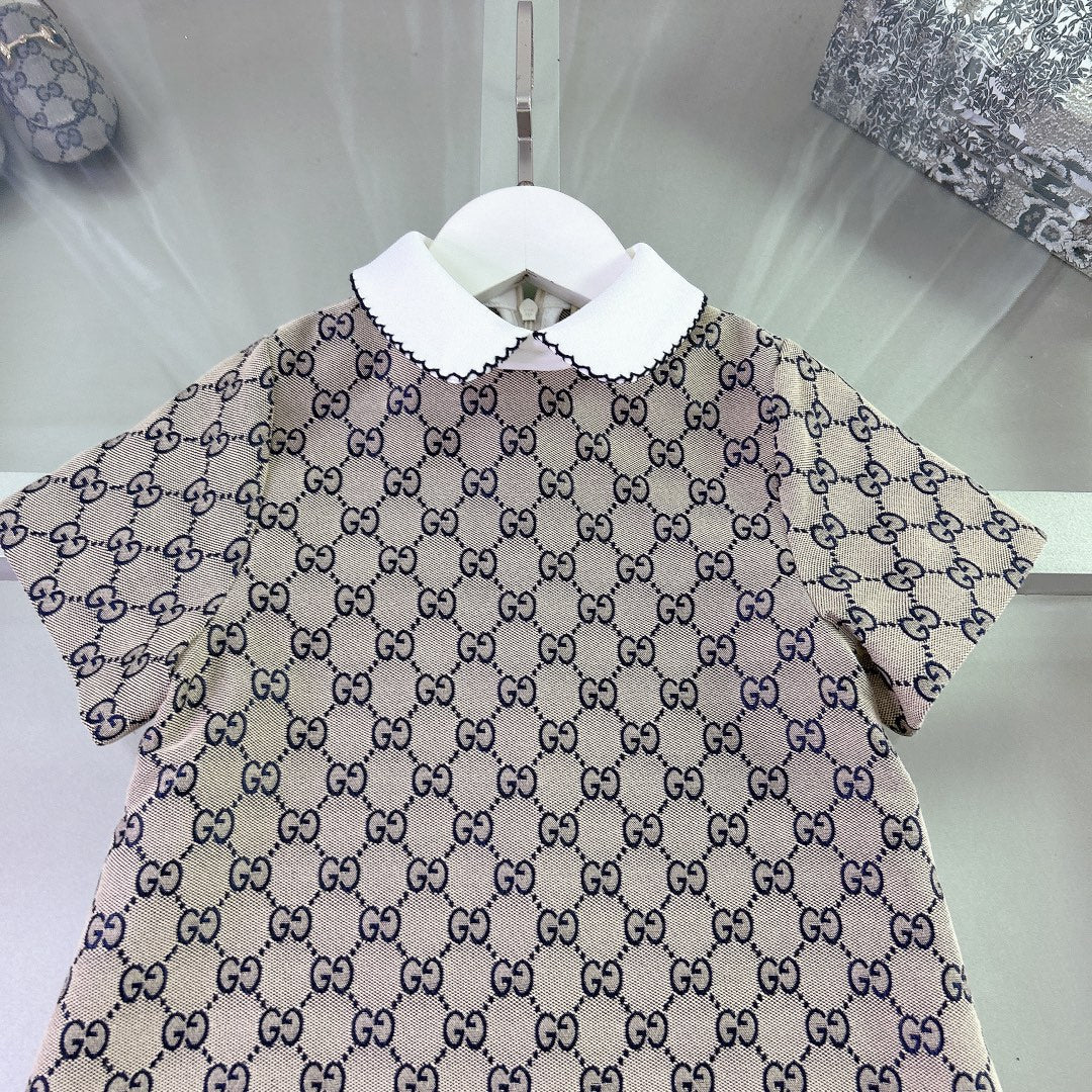 Lace-trimmed collar dress