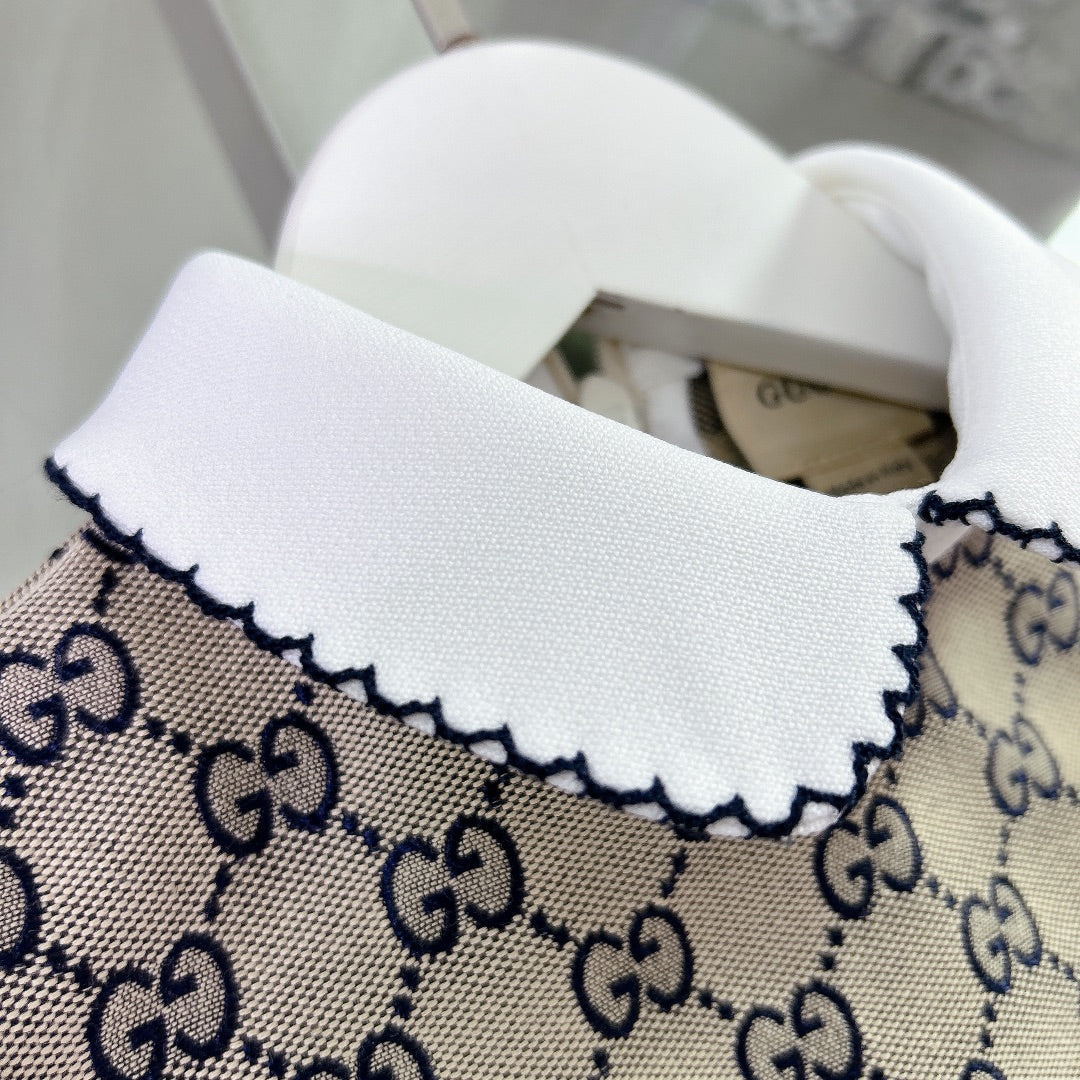 Lace-trimmed collar dress