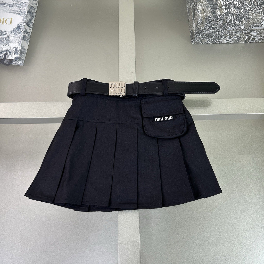 Navy-style shirt + pleated skirt