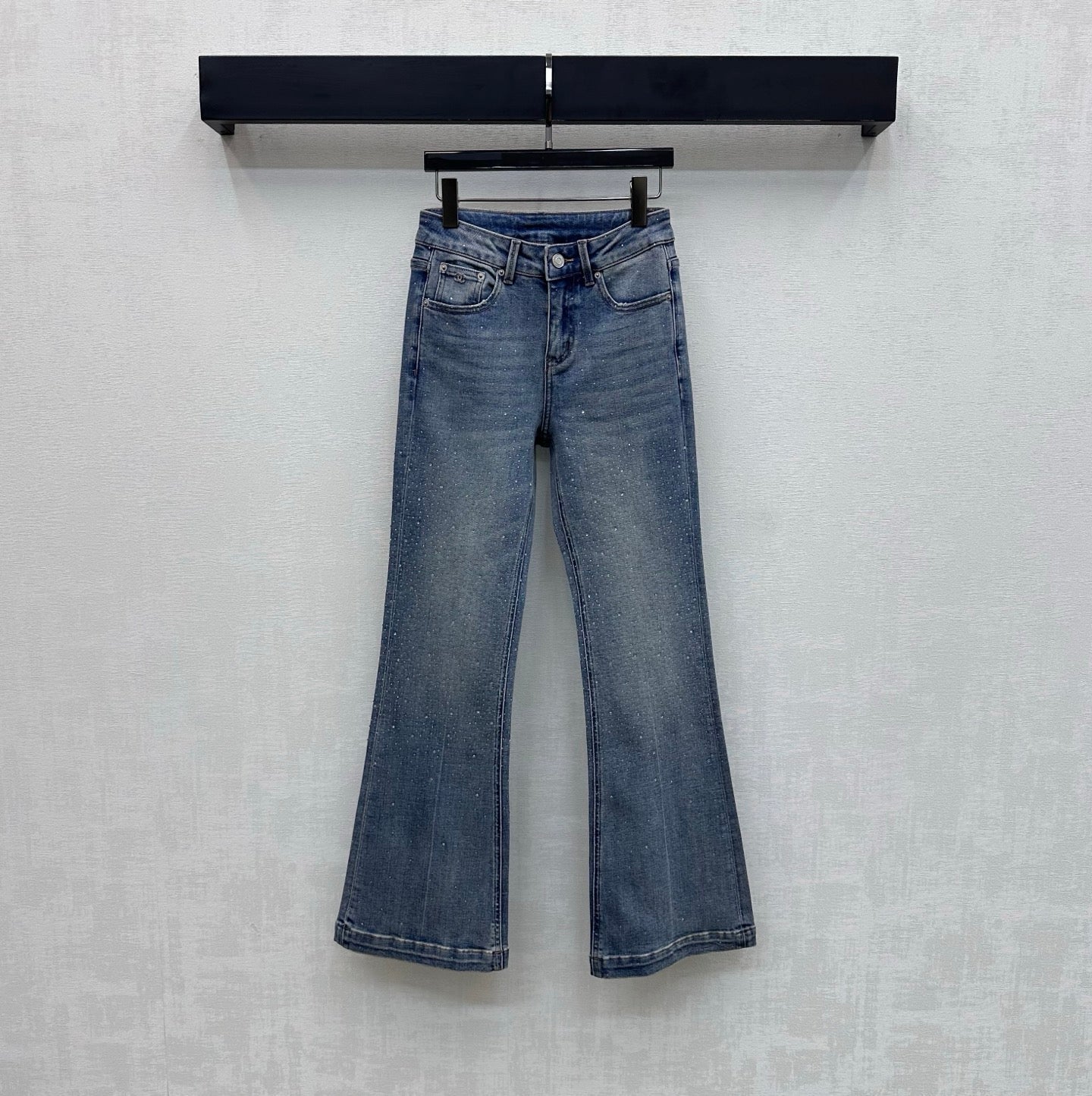 Embroidered Letter Straight-Leg Jeans