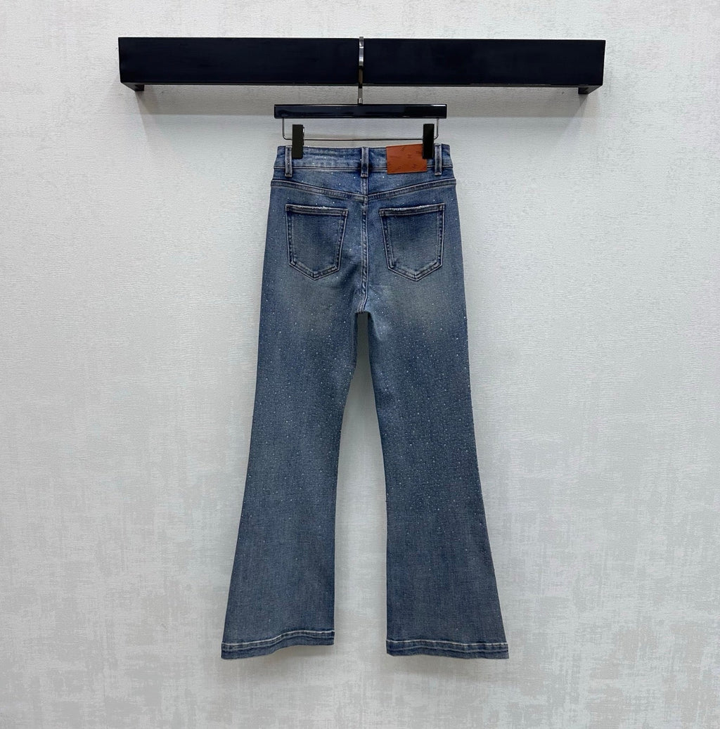 Embroidered Letter Straight-Leg Jeans