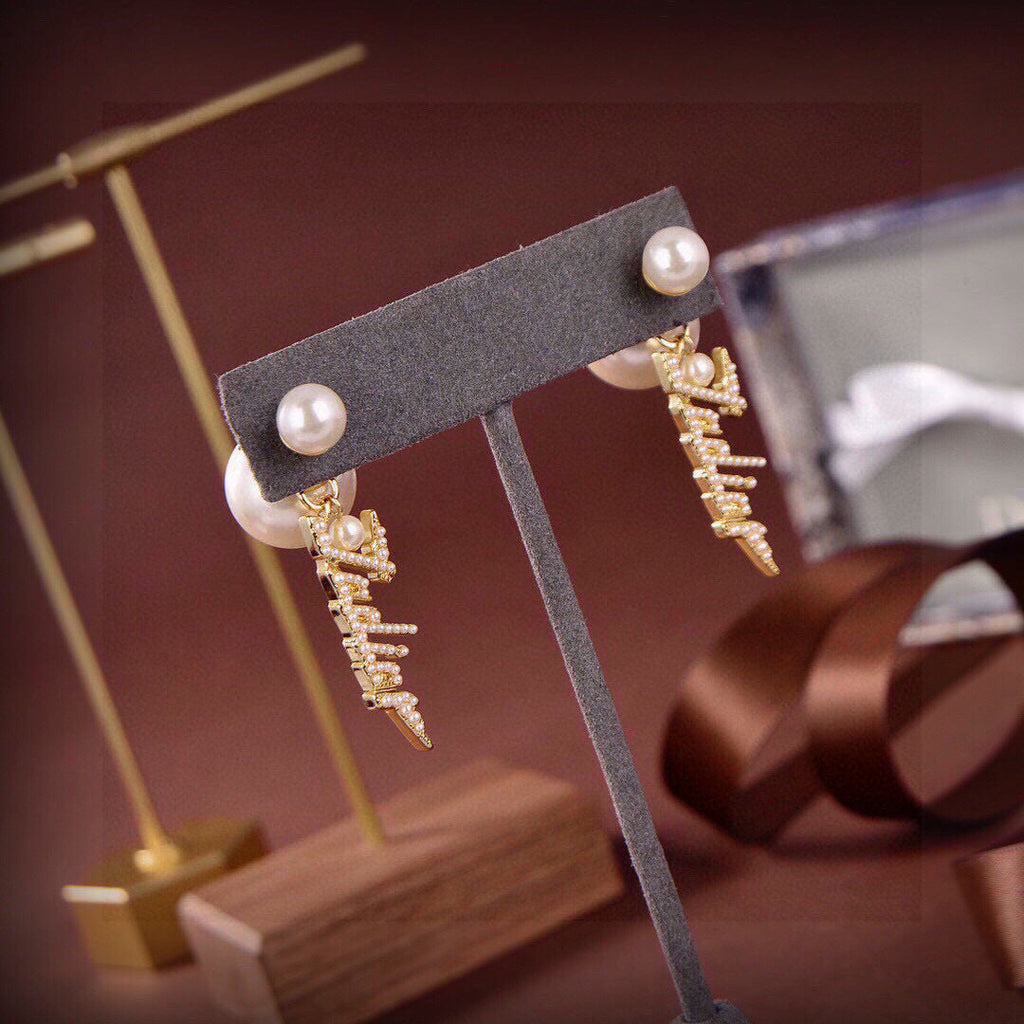 Letter Pearl Earrings
