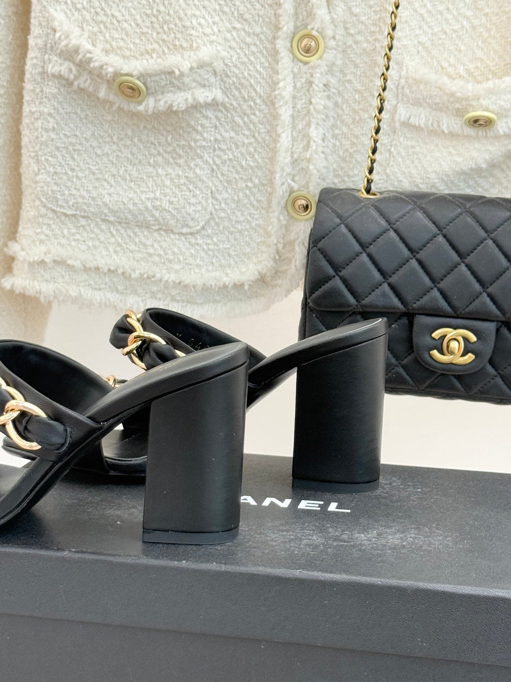 Chain-link chunky-heeled sandals
