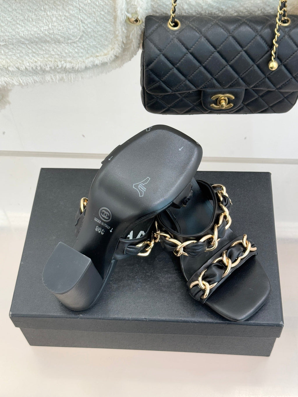 Chain-link chunky-heeled sandals