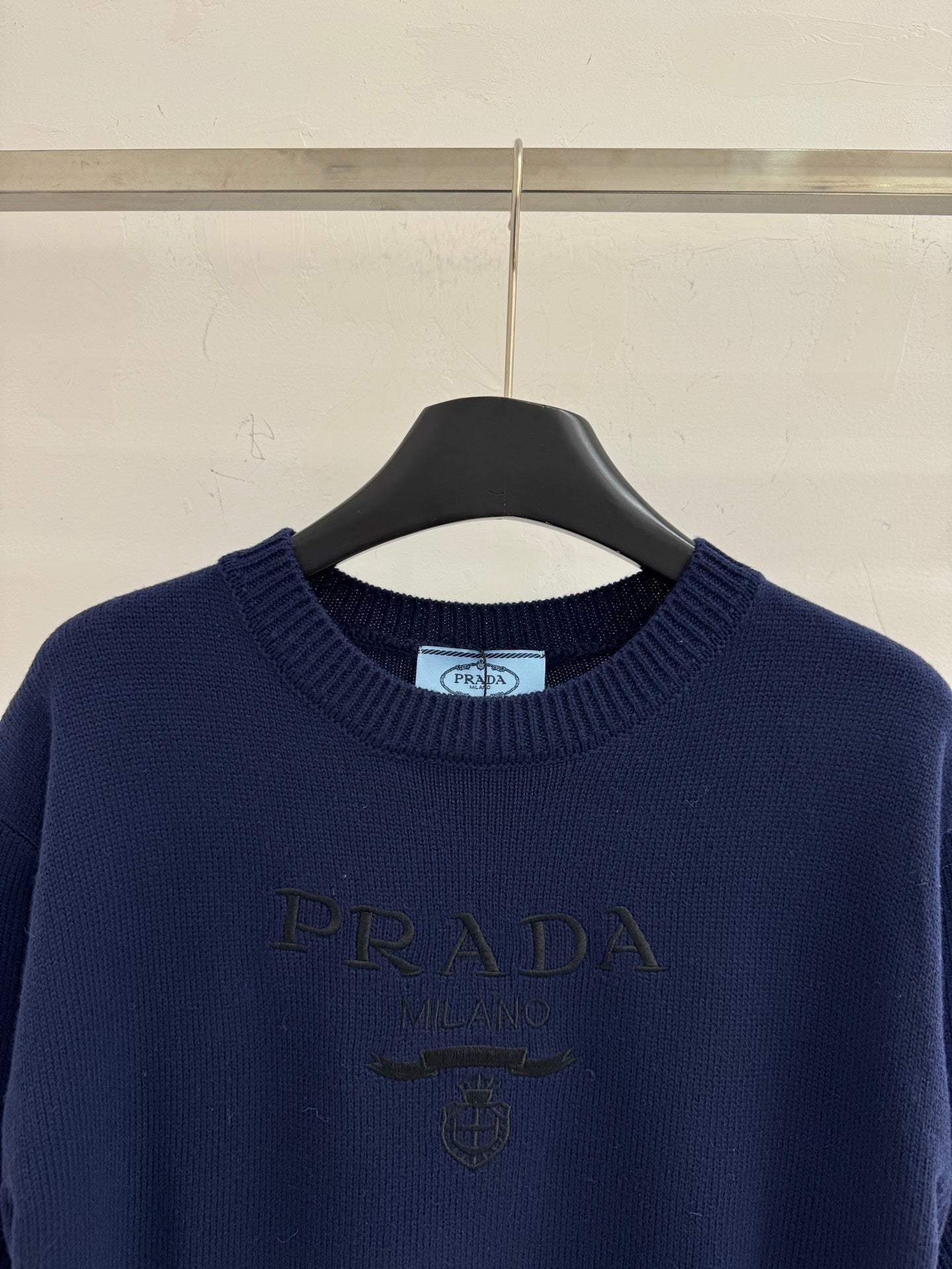 Striped wool knit short-sleeved top