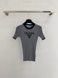 Slim-fit short-sleeved knit top
