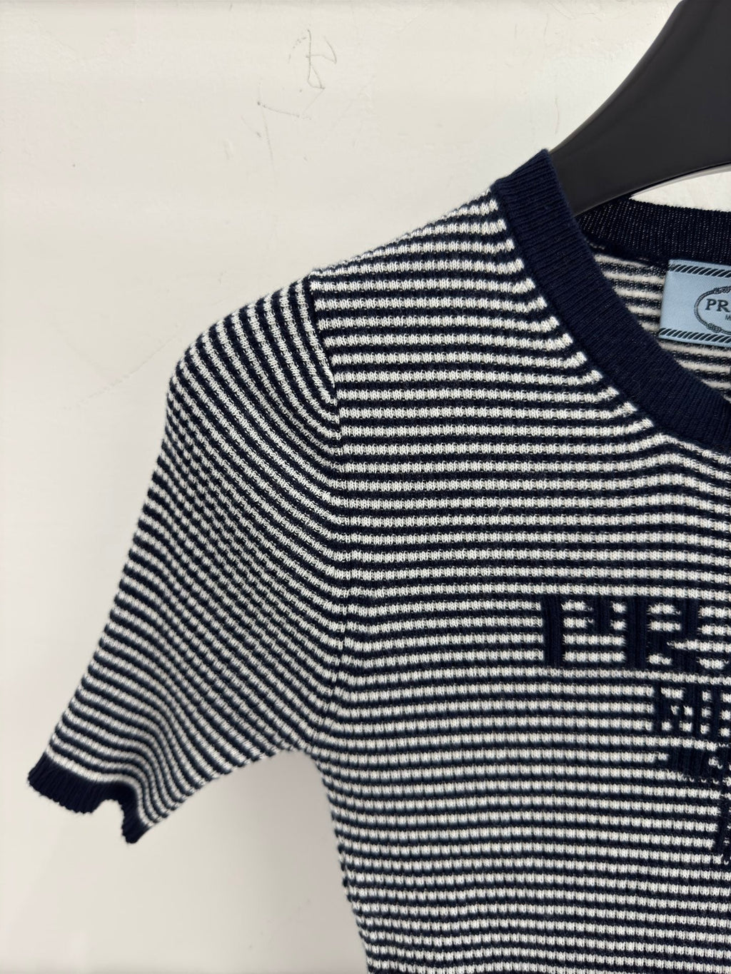 Slim-fit short-sleeved knit top