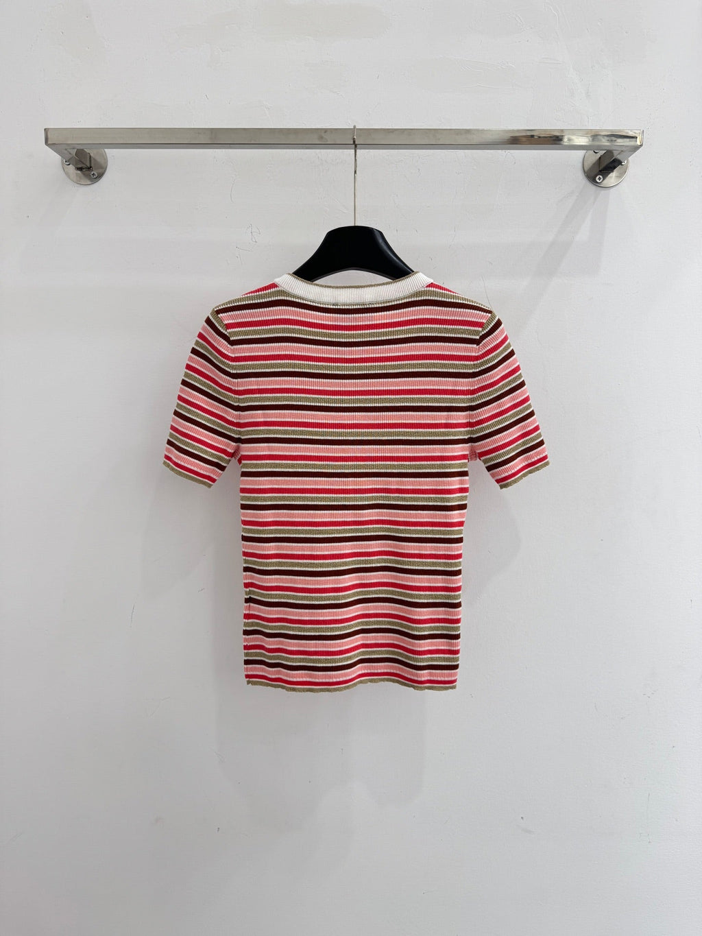 Slim-fit short-sleeved knit top