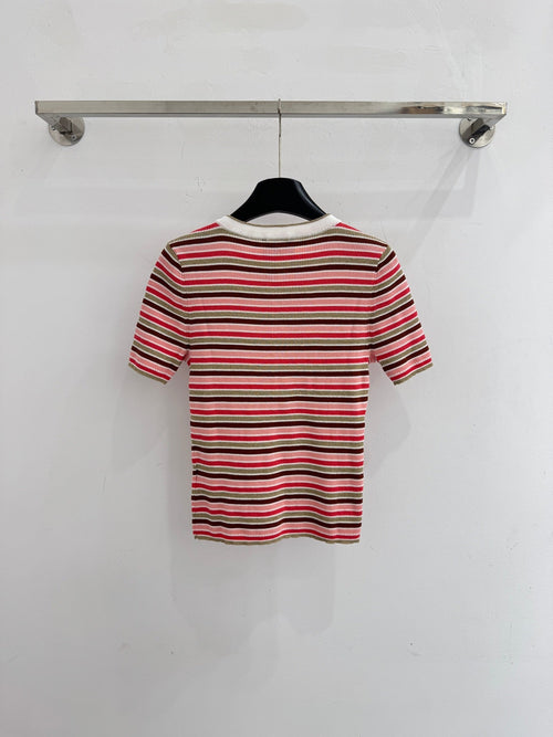 Slim-fit short-sleeved knit top
