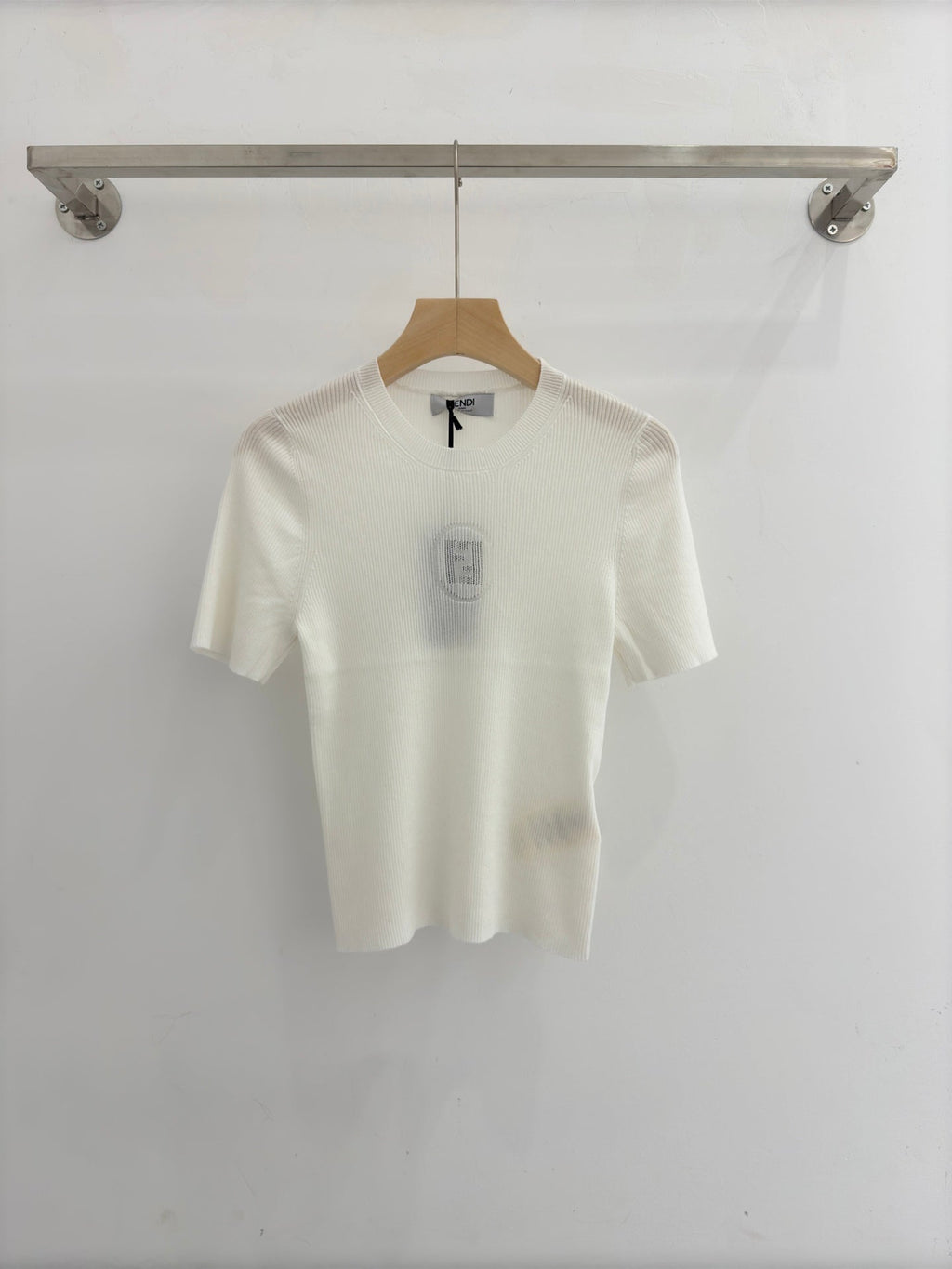 Openwork Pattern Knit Short-Sleeve T-Shirt