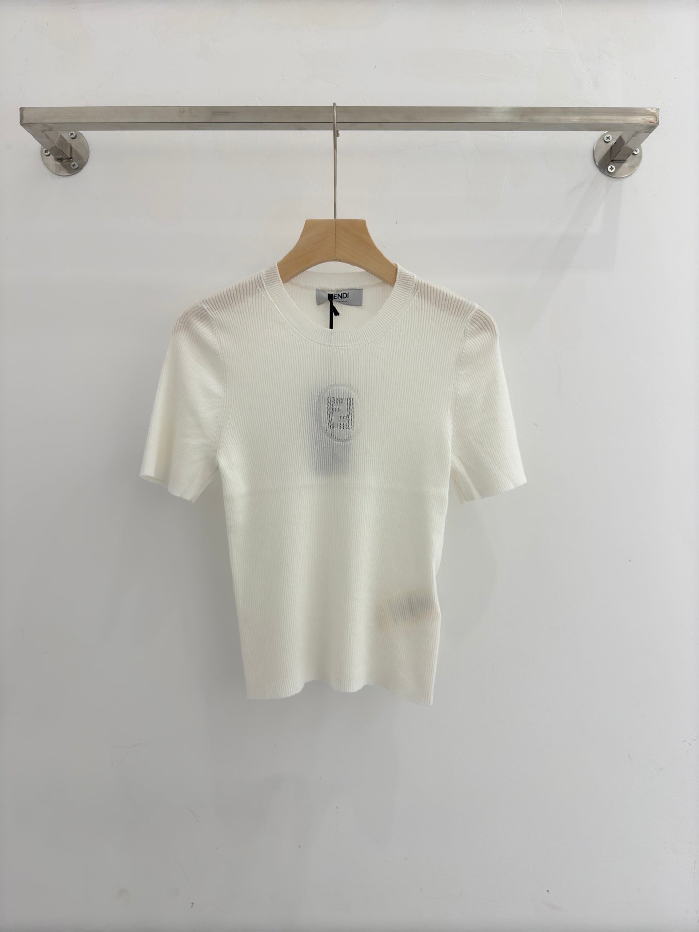 Openwork Pattern Knit Short-Sleeve T-Shirt