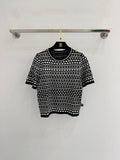 Color-blocked striped short-sleeved shirt