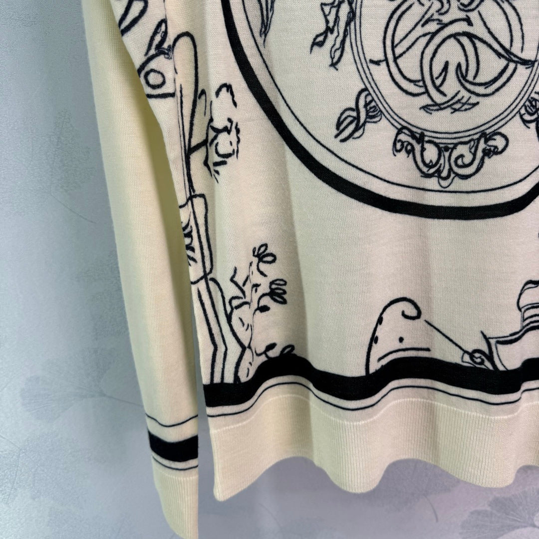 Printed knit long sleeve