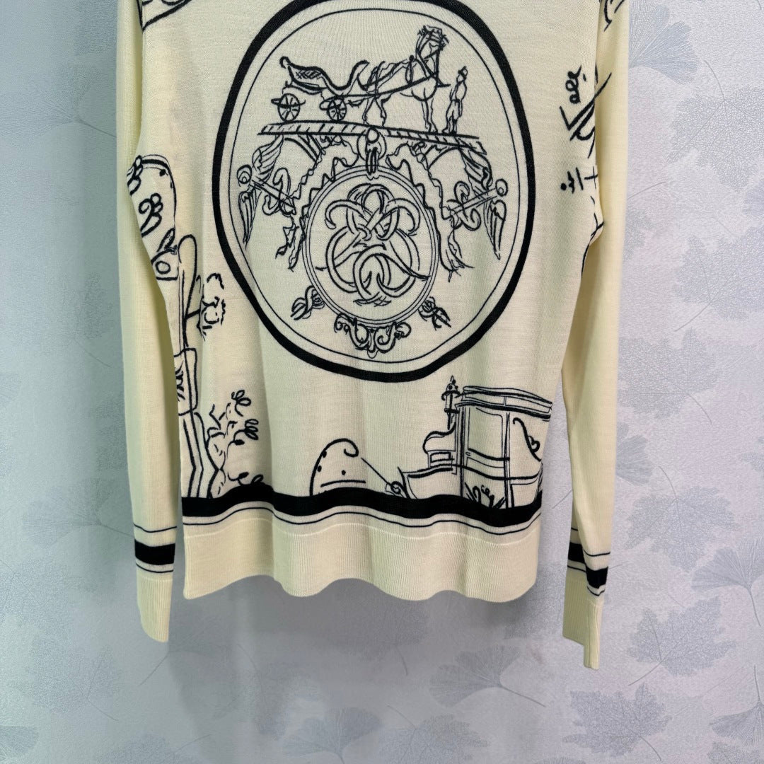Printed knit long sleeve