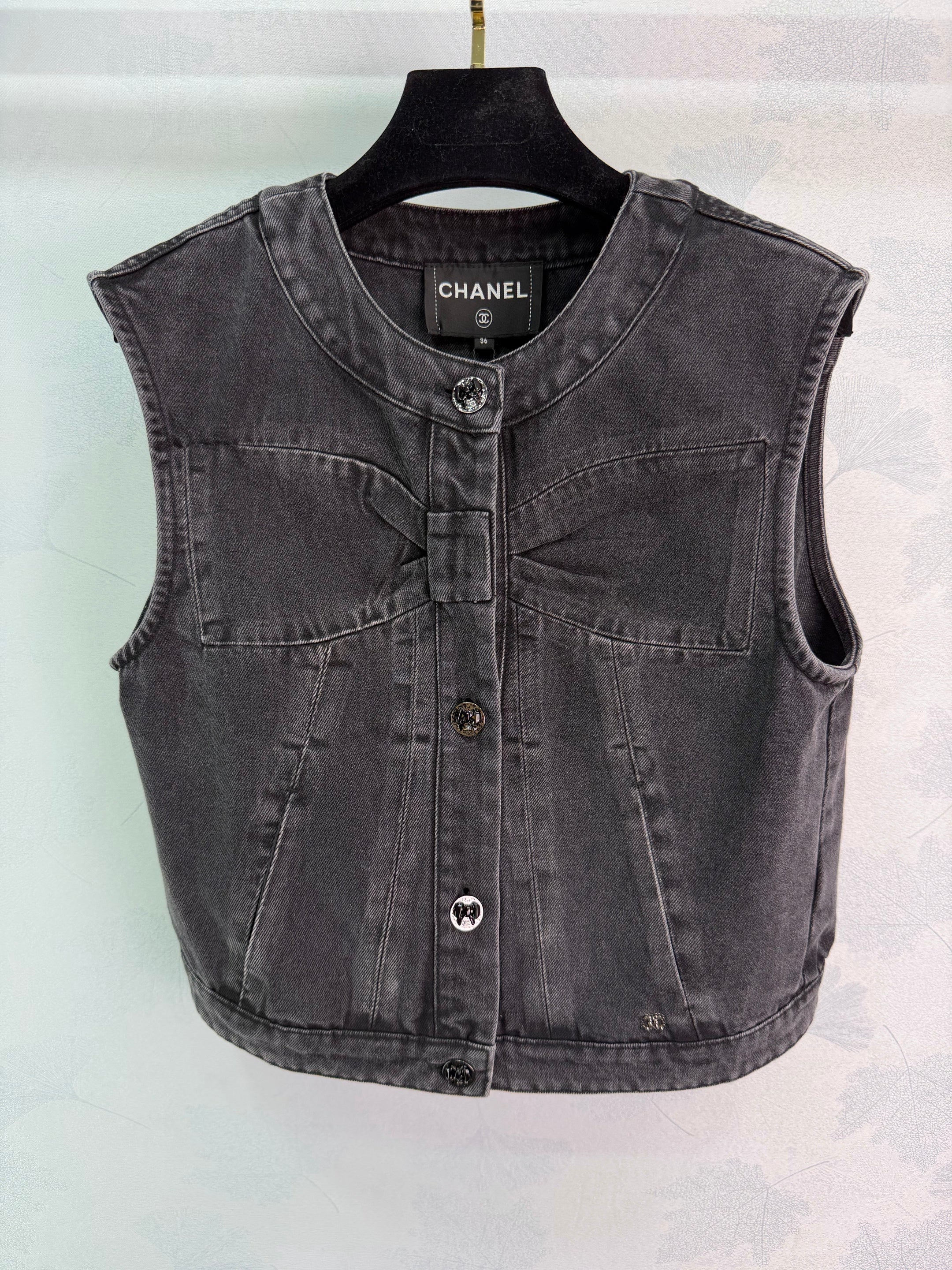 Bow-Tie Denim Vest