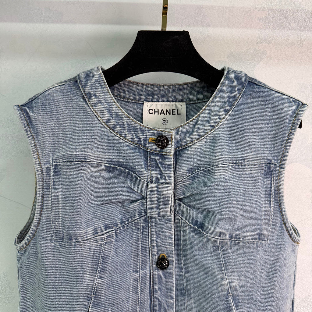 Bow-Tie Denim Vest