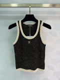 Black tweed-blend knit vest