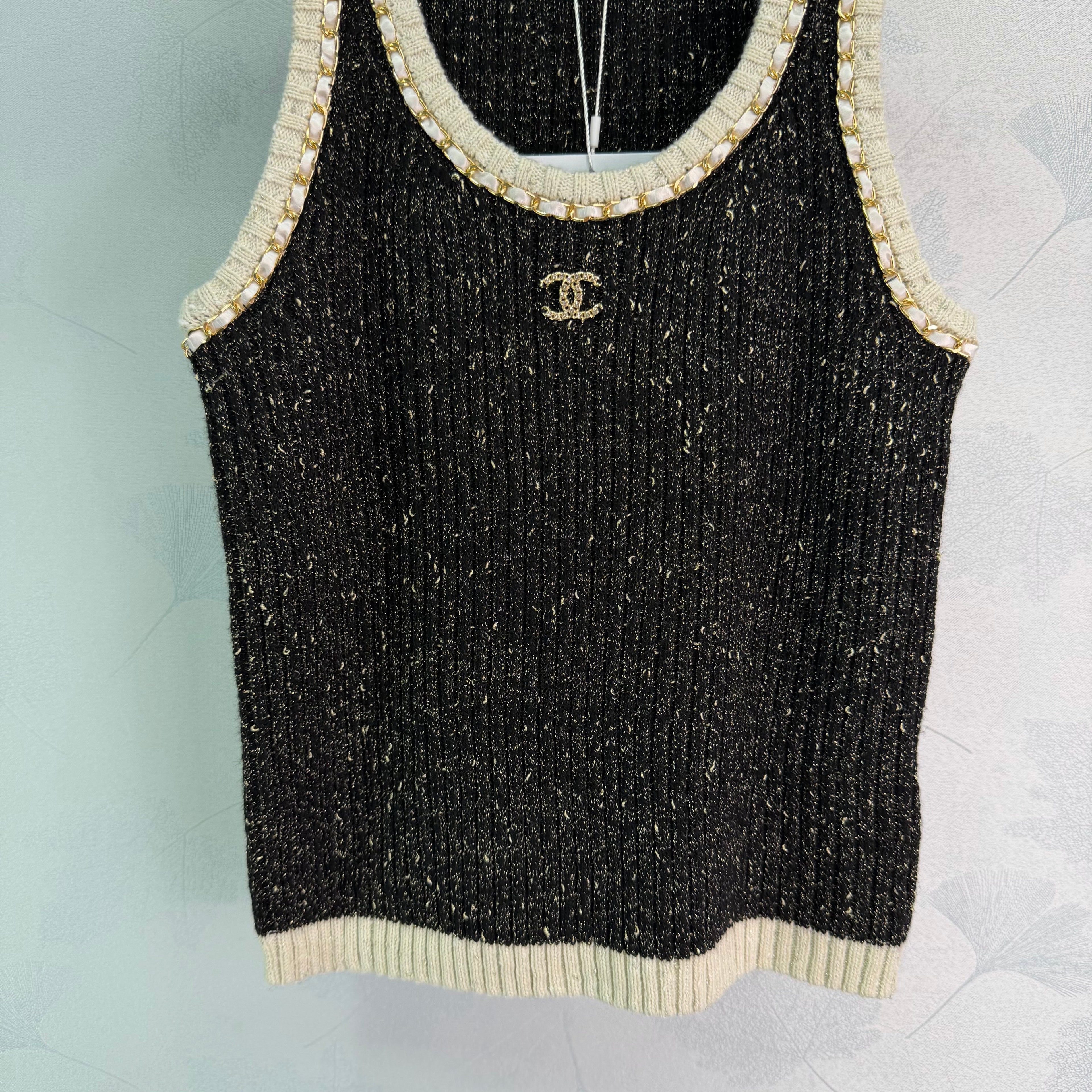 Black tweed-blend knit vest