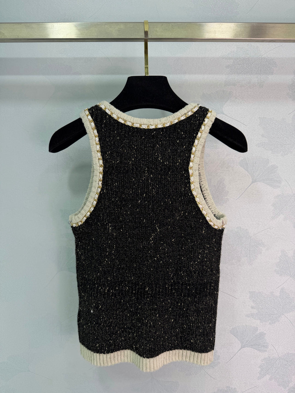 Black tweed-blend knit vest