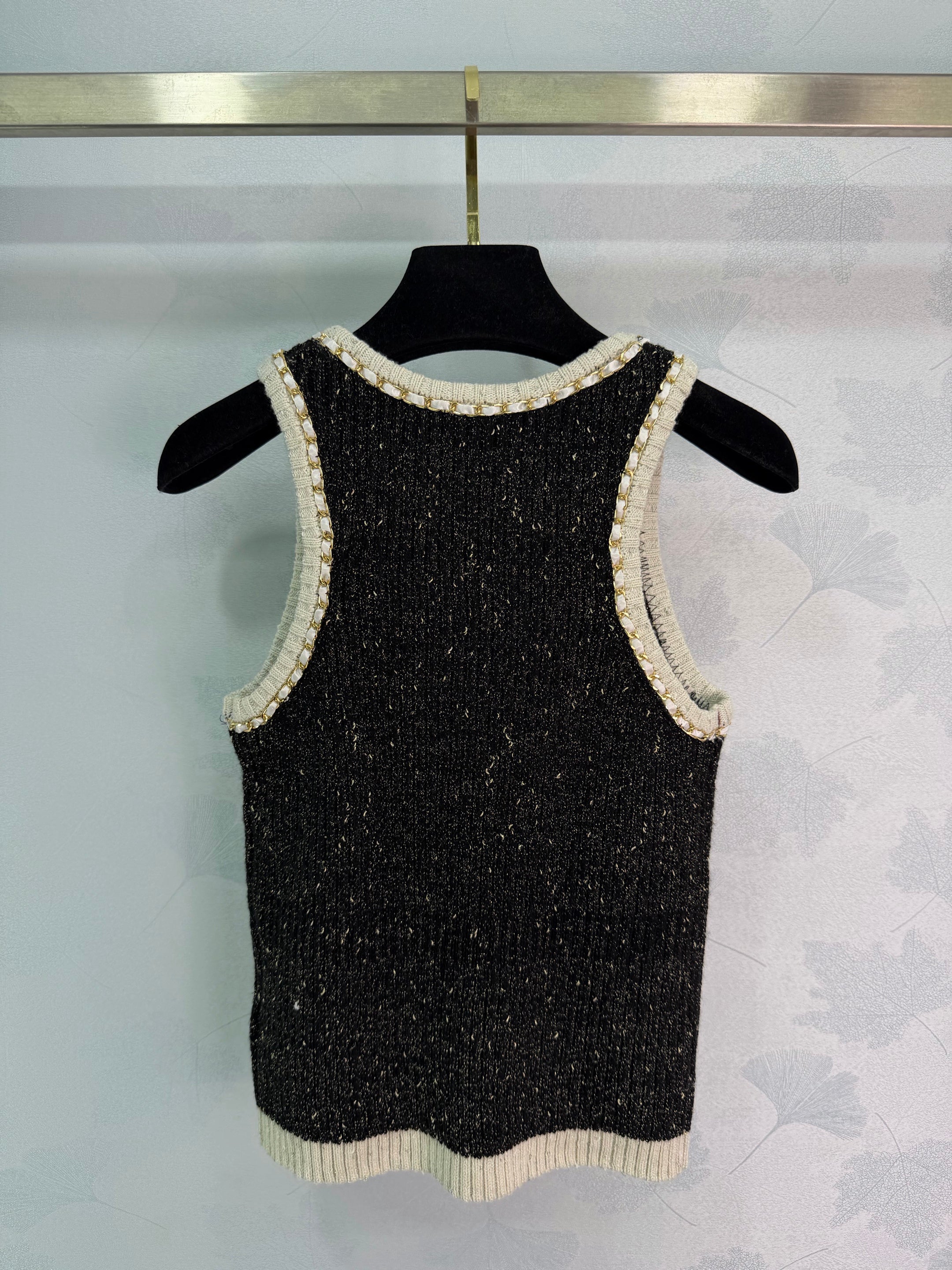 Black tweed-blend knit vest