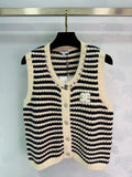 Black and white striped knit vest