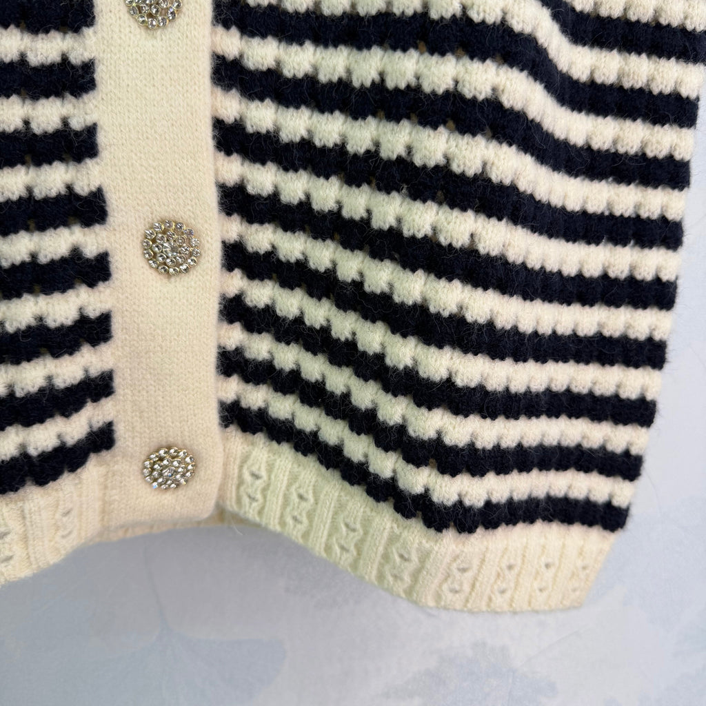 Black and white striped knit vest