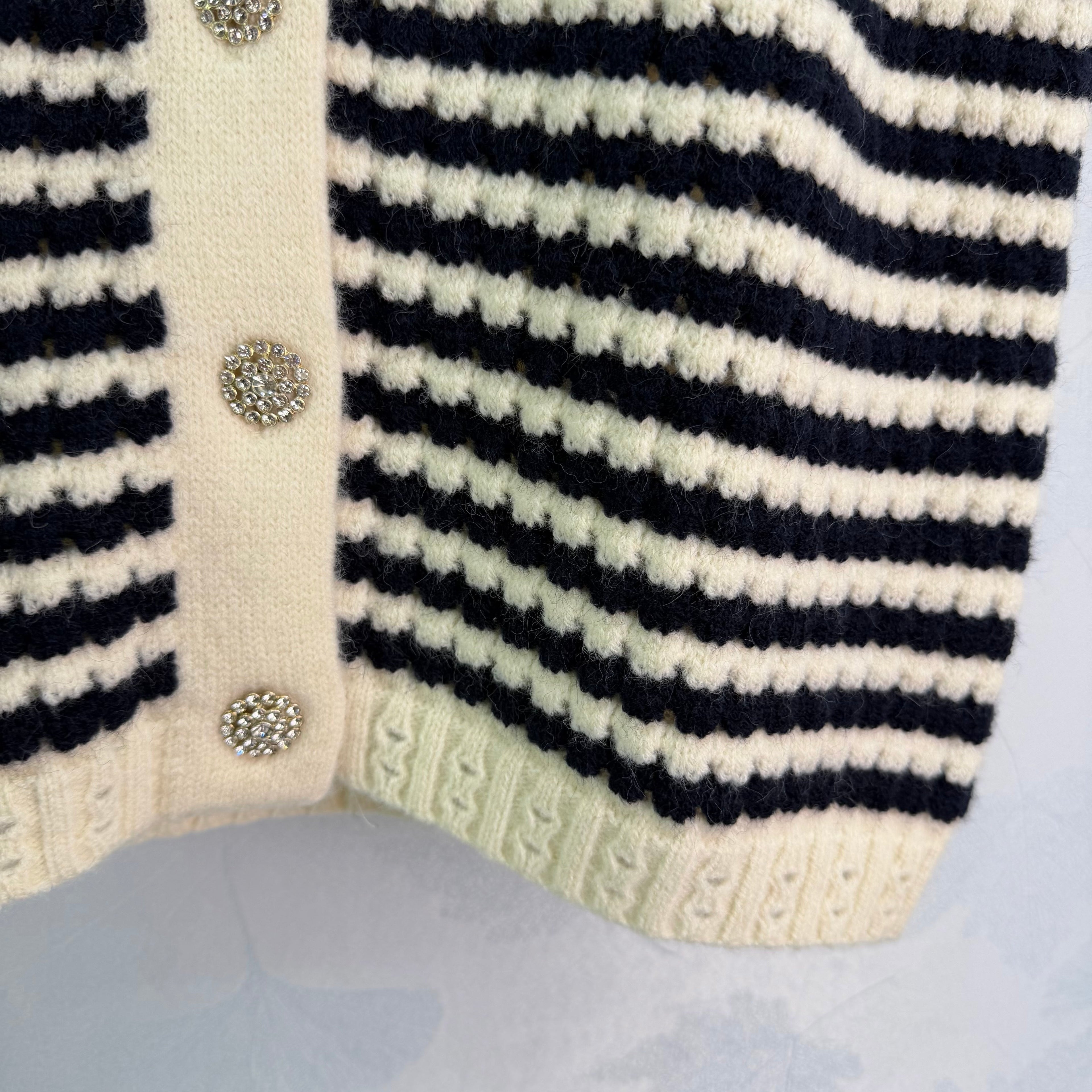Black and white striped knit vest