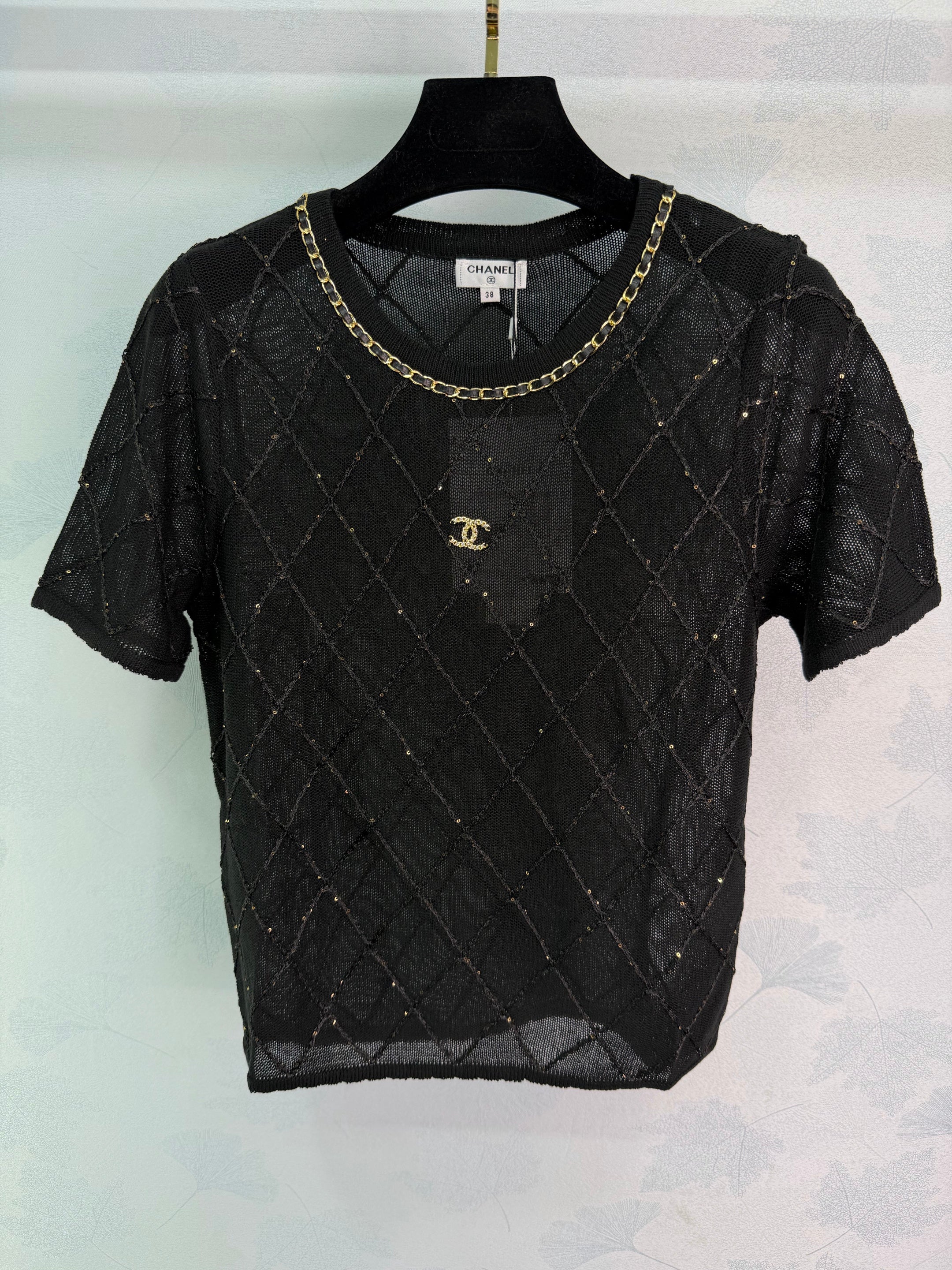 Diamond Pattern Knit Short-Sleeve Top