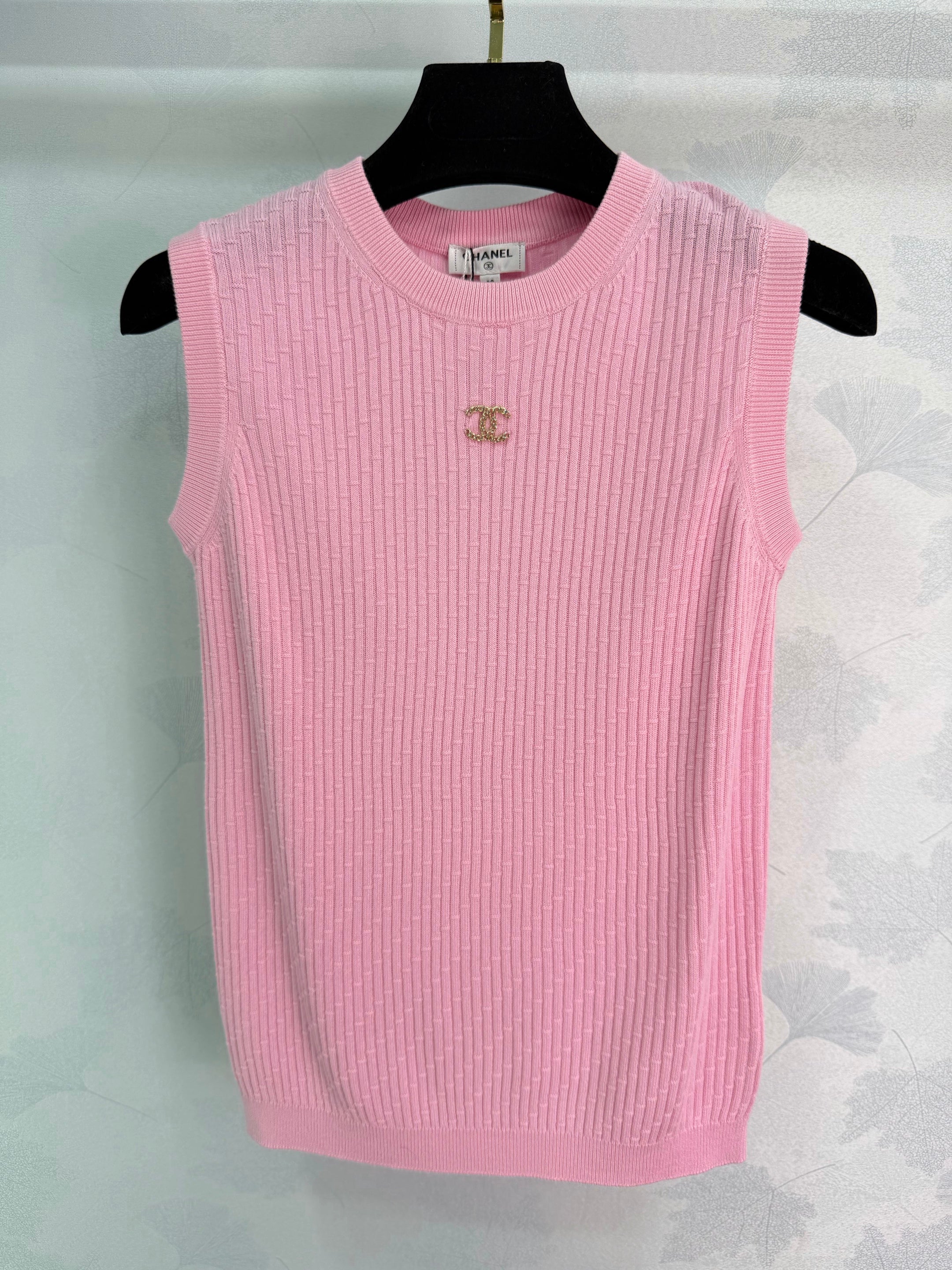 Vertical striped knit vest