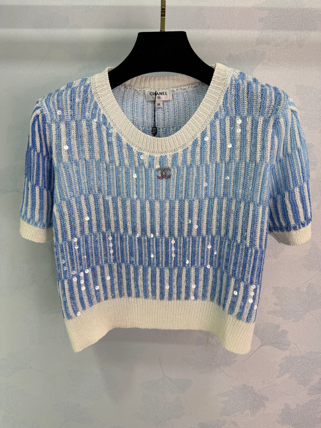 Sequined Knit Short-Sleeve T-Shirt