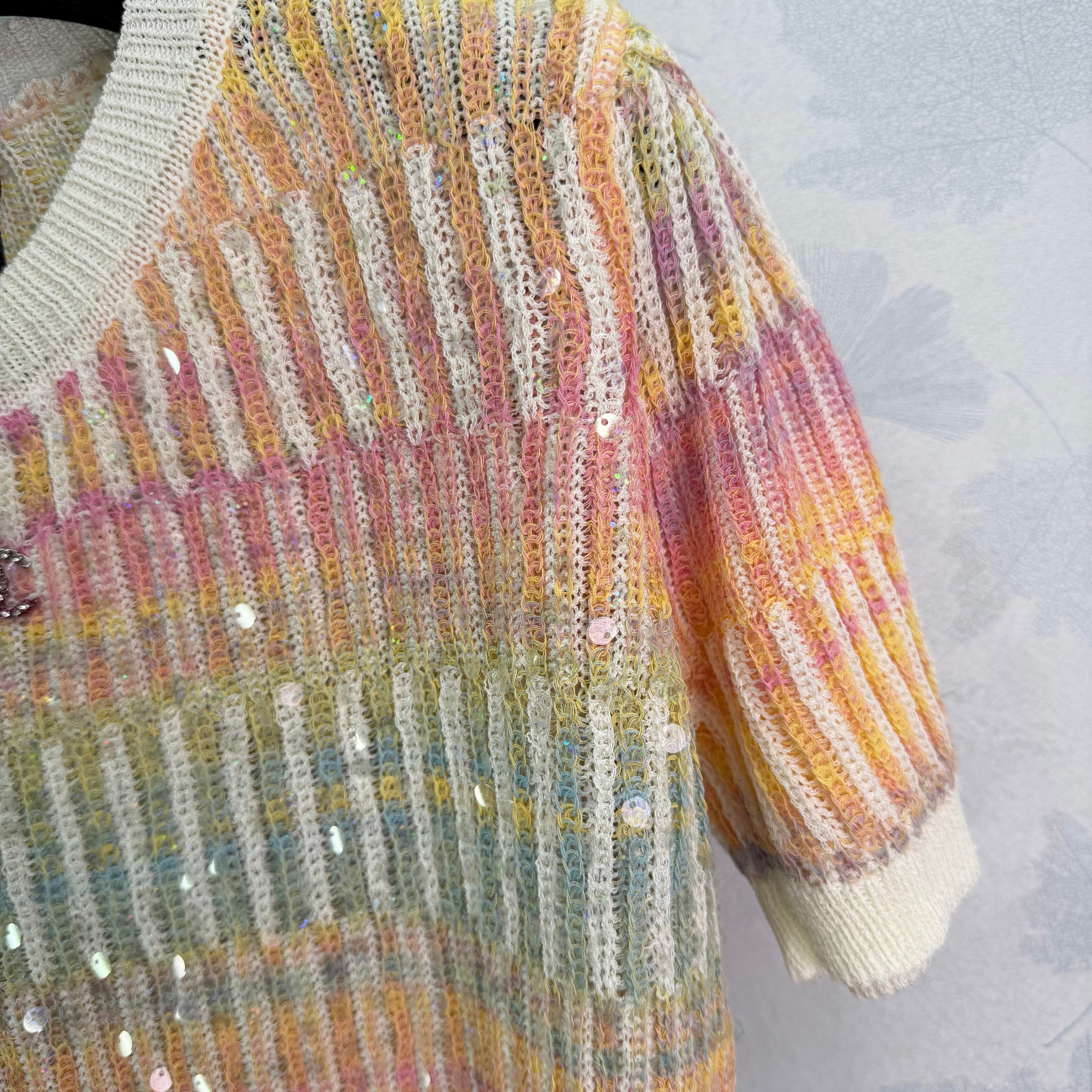 Sequined Knit Short-Sleeve T-Shirt
