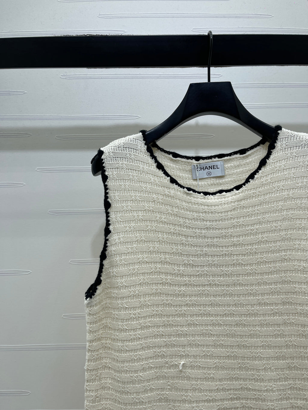 Color-blocked woven round neck knit vest dress