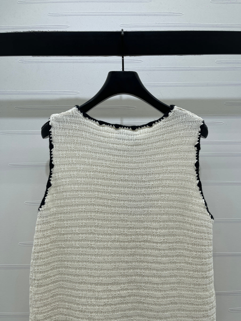 Color-blocked woven round neck knit vest dress