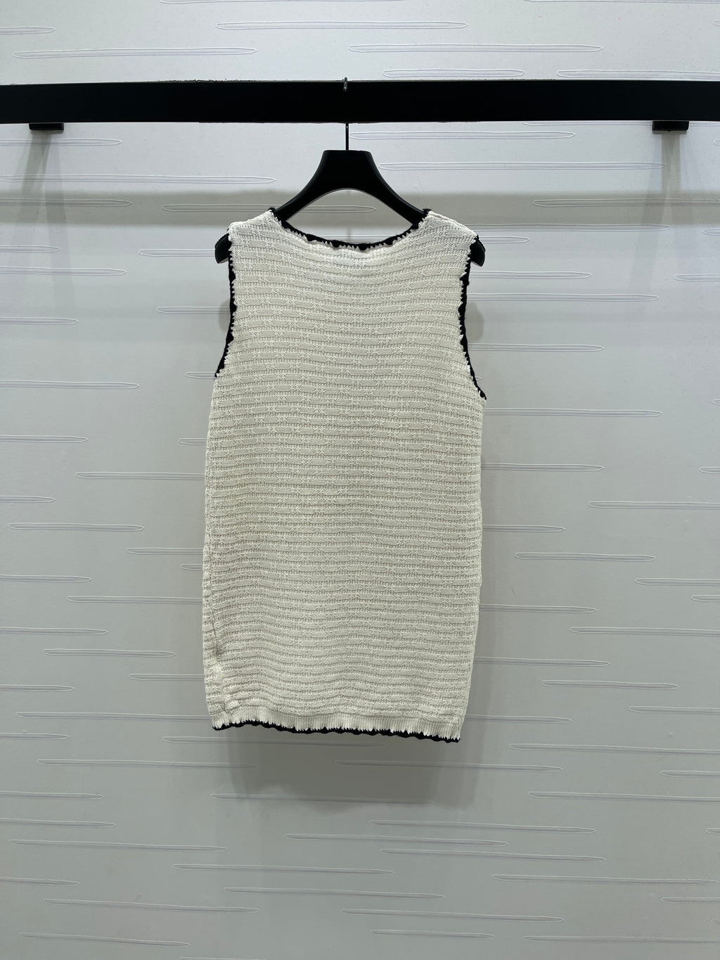 Color-blocked woven round neck knit vest dress