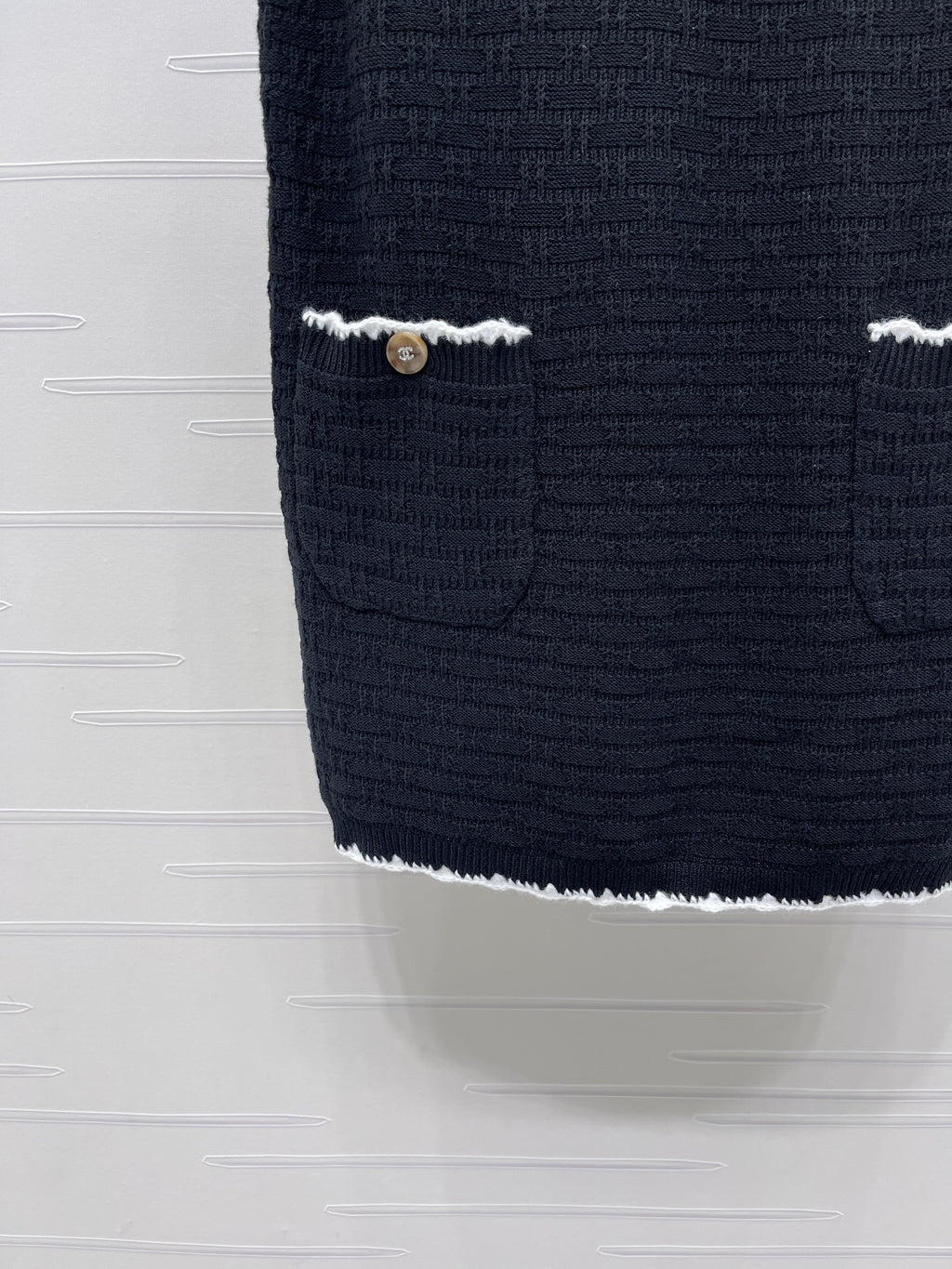 Color-blocked woven round neck knit vest dress