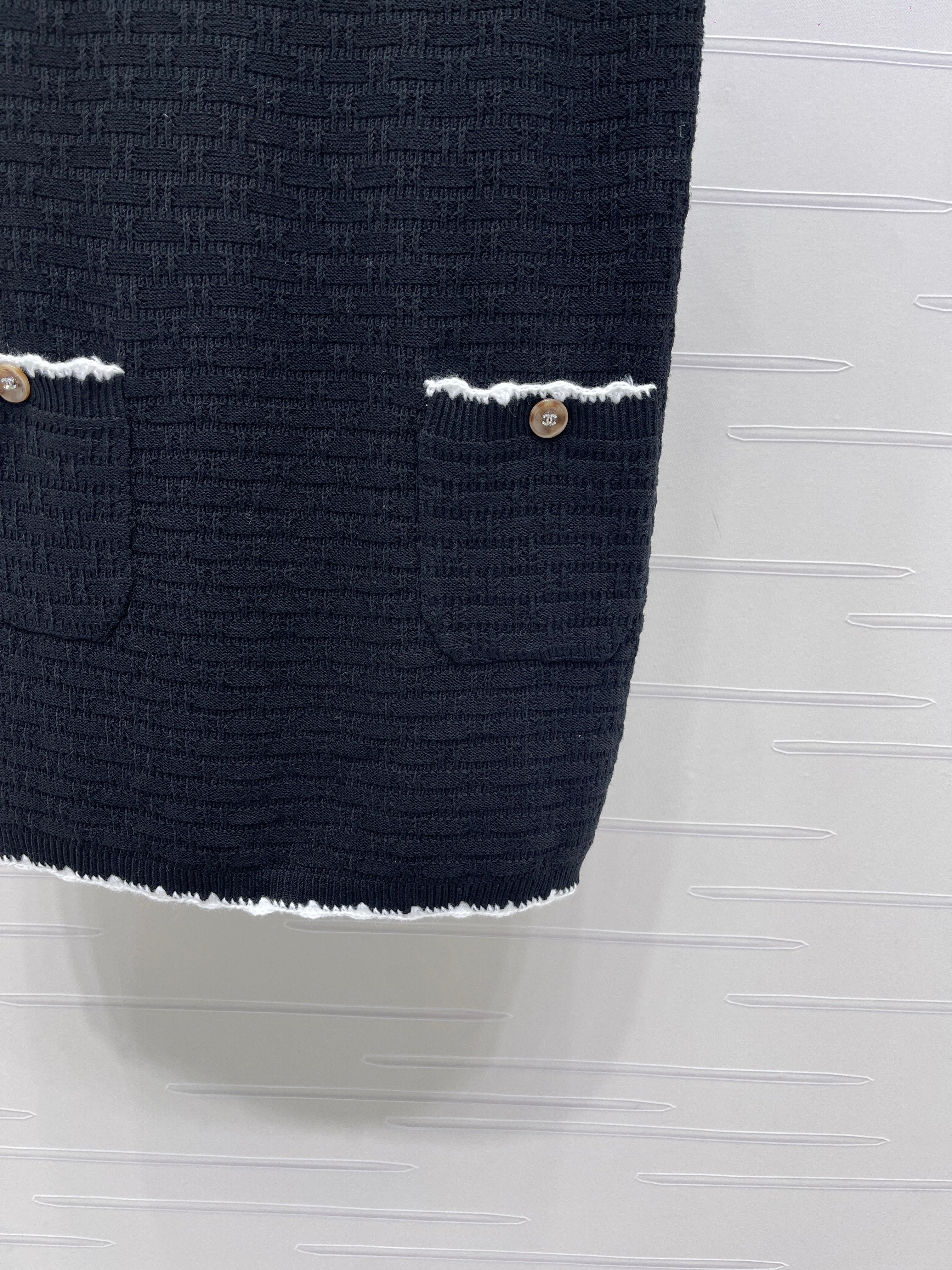 Color-blocked woven round neck knit vest dress