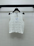 Hollow-out 3D floral knit vest