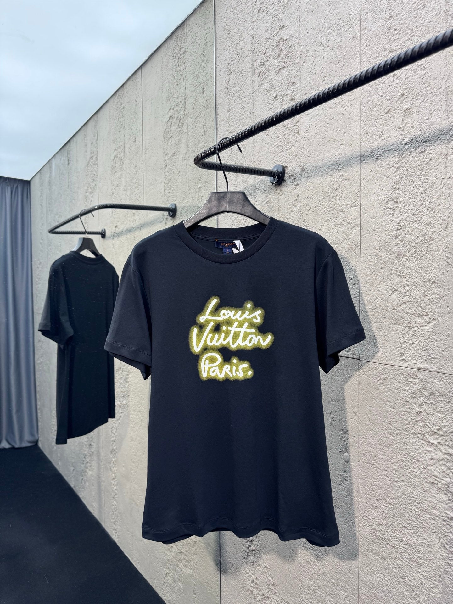 Neon Letter Print Crew Neck Short-Sleeve T-Shirt
