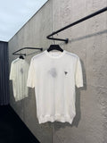 Embroidered Knit Crew Neck Short-Sleeve Top