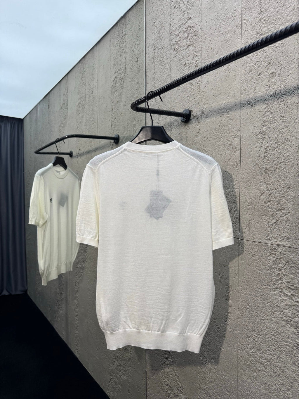 Embroidered Knit Crew Neck Short-Sleeve Top
