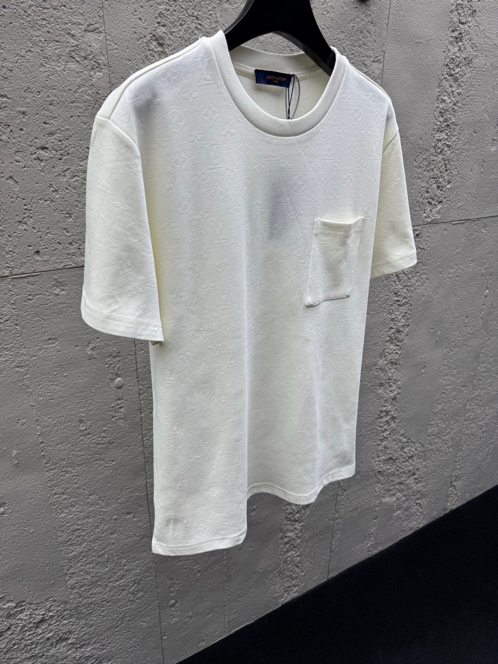 All-over print jacquard crew neck short-sleeved shirt with pockets