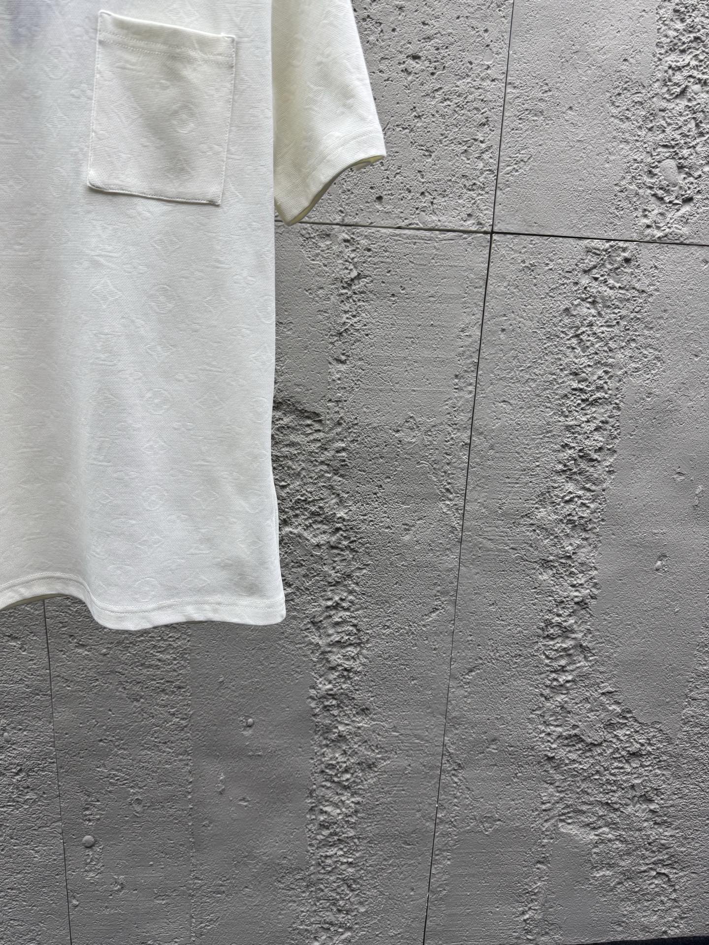 All-over print jacquard crew neck short-sleeved shirt with pockets
