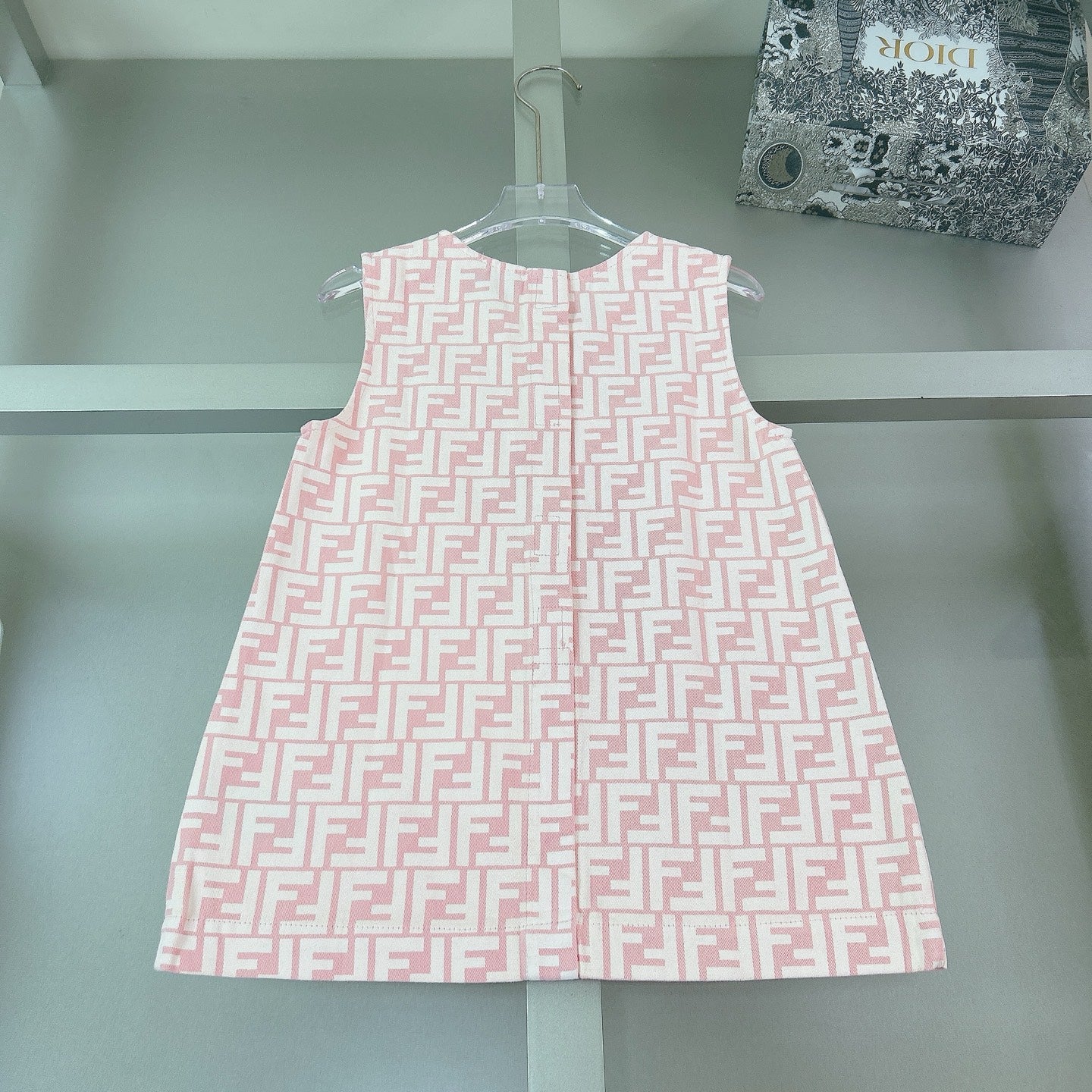 Embroidered logo shirt + premium pink jacquard denim dress