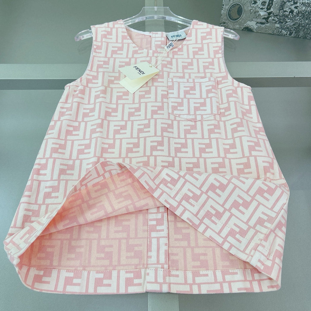Embroidered logo shirt + premium pink jacquard denim dress