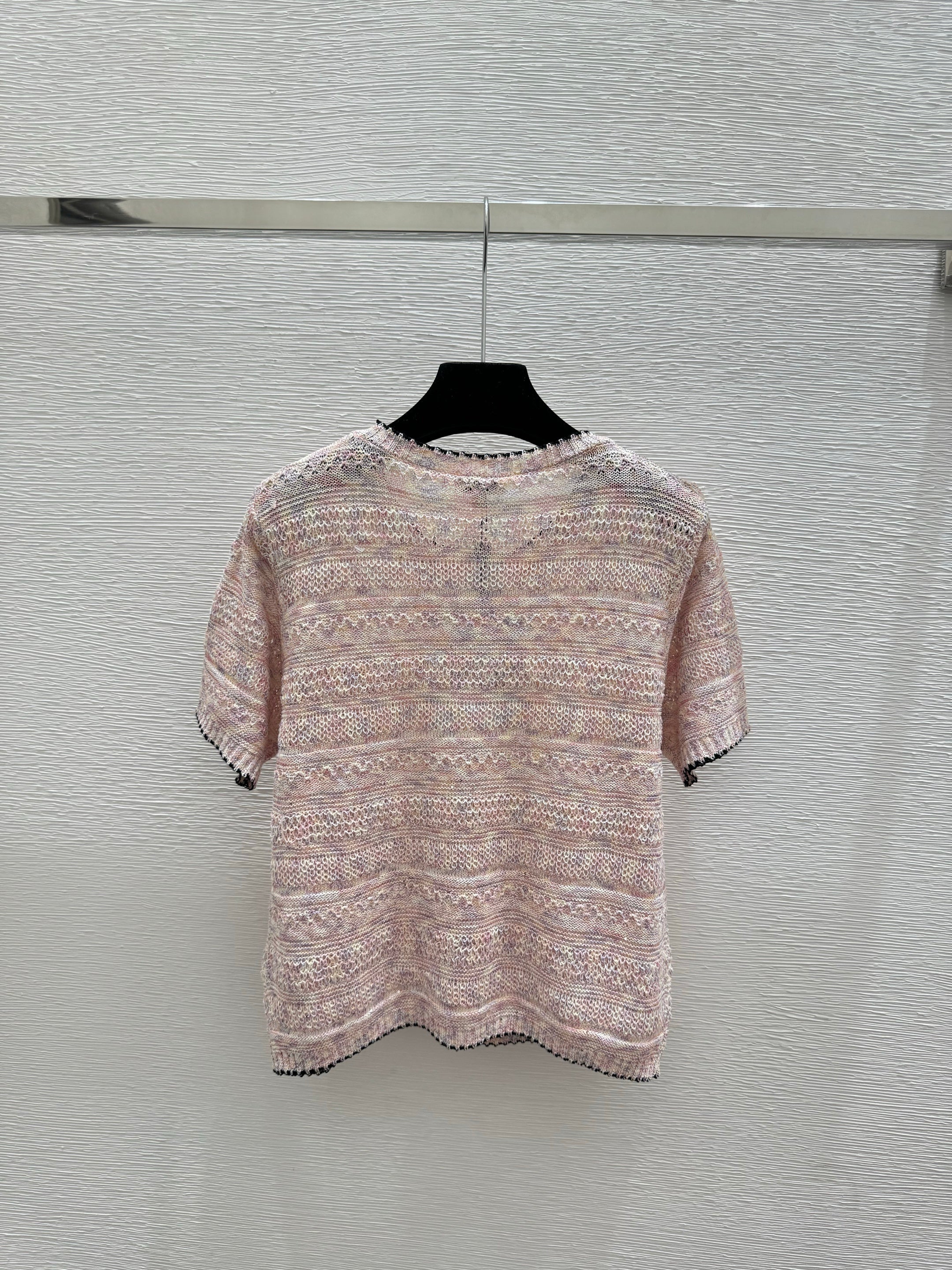 Sequined Crew Neck Knit Short Sleeve