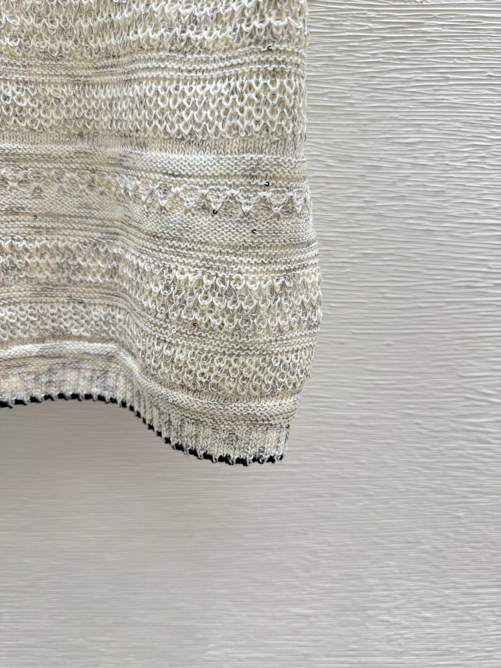 Sequined Crew Neck Knit Short Sleeve