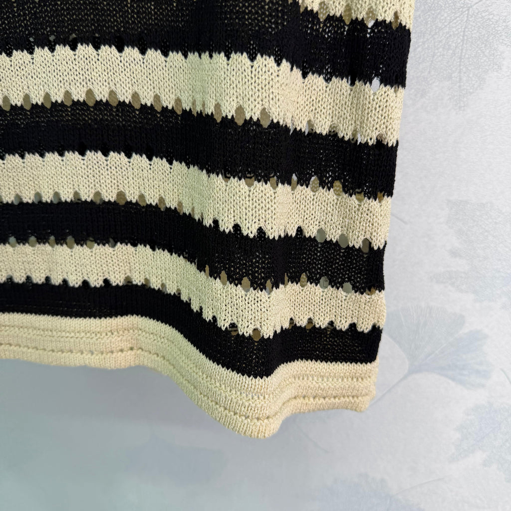 Black and White Striped Knit Vest