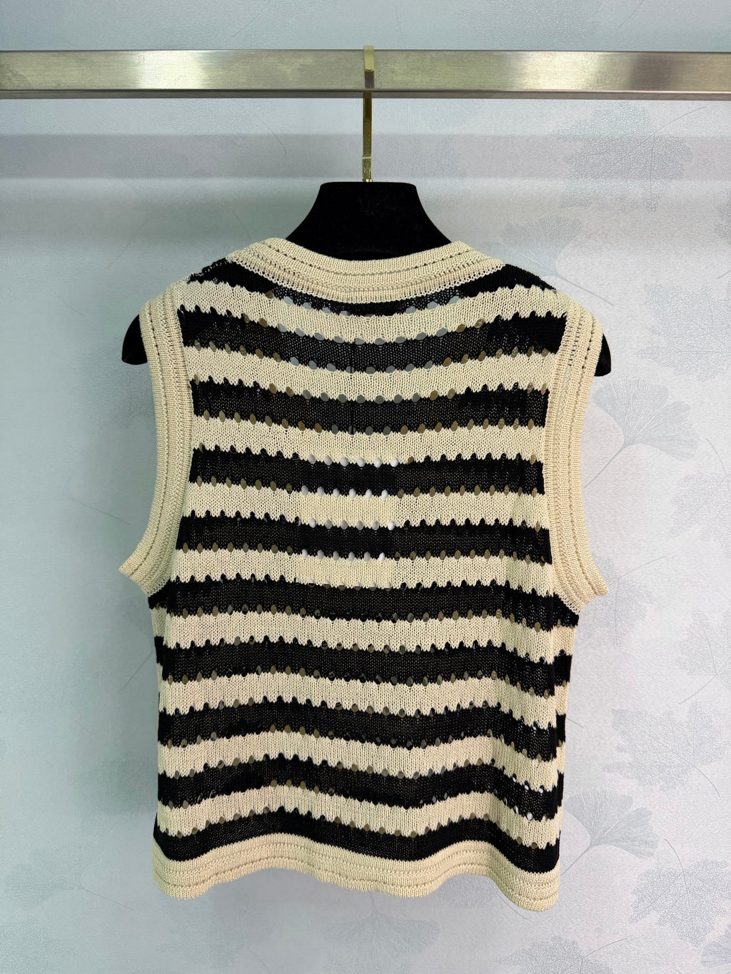 Black and White Striped Knit Vest